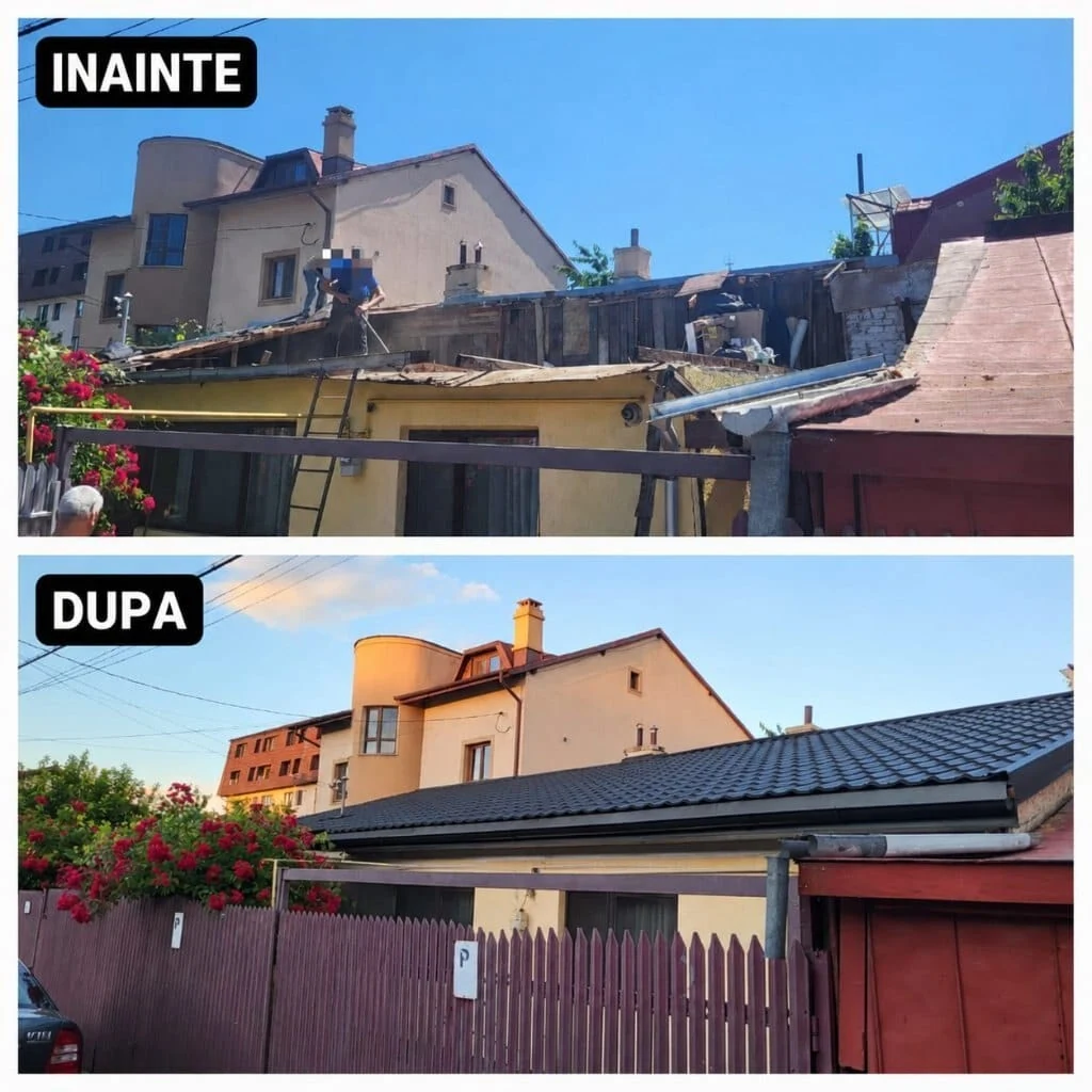 Acoperiș — înainte și după lucrare Liviu Construcții