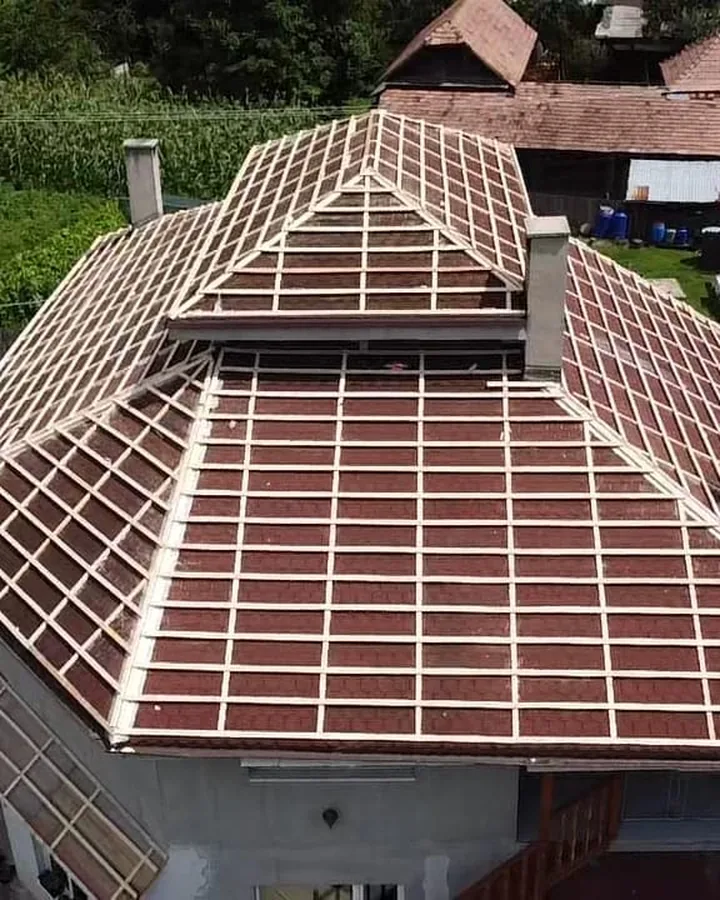 Șarpantă și șipci, vedere aeriană — lucrare Liviu Construcții